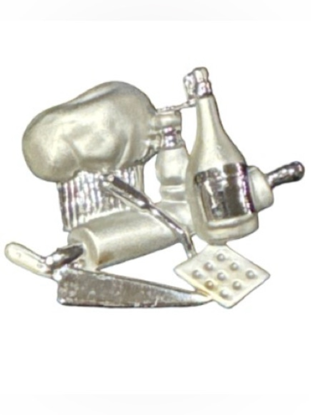 AJC Vintage Silver tone baking brooch with Chef Hat & Tools